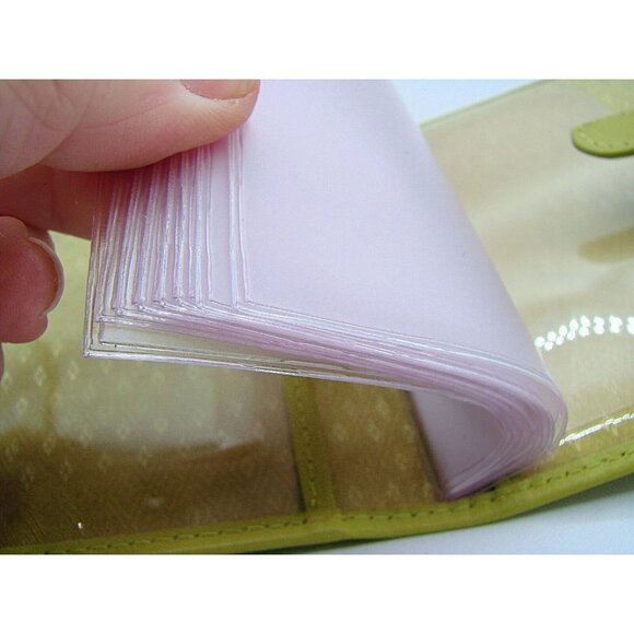 Genuine Leather Card ID Holder Photos Small Wallet Lime Green 4x3" Pocket Wallet - Picture 6 of 10